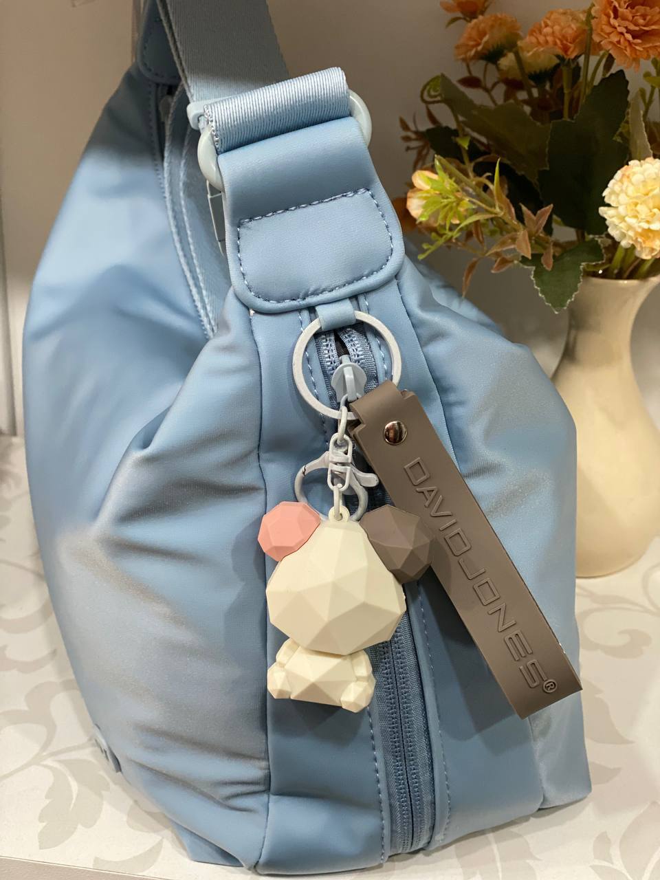 Женская повседневная сумка через плече из эко-кожи голубого цвета 32510