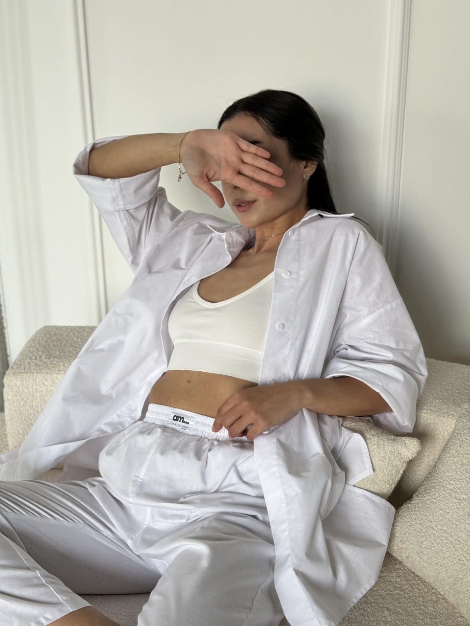 Женская рубашка oversize белого цвета 27441