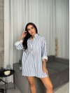 Жіноча сорочка oversize в блакитну смужку 27440