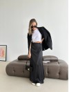 Жіноча спідниця шовкова максі чорного кольору 33288
