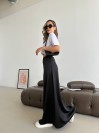 Жіноча спідниця шовкова максі чорного кольору 33288