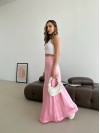 Жіноча спідниця шовкова максі рожевого кольору 33286