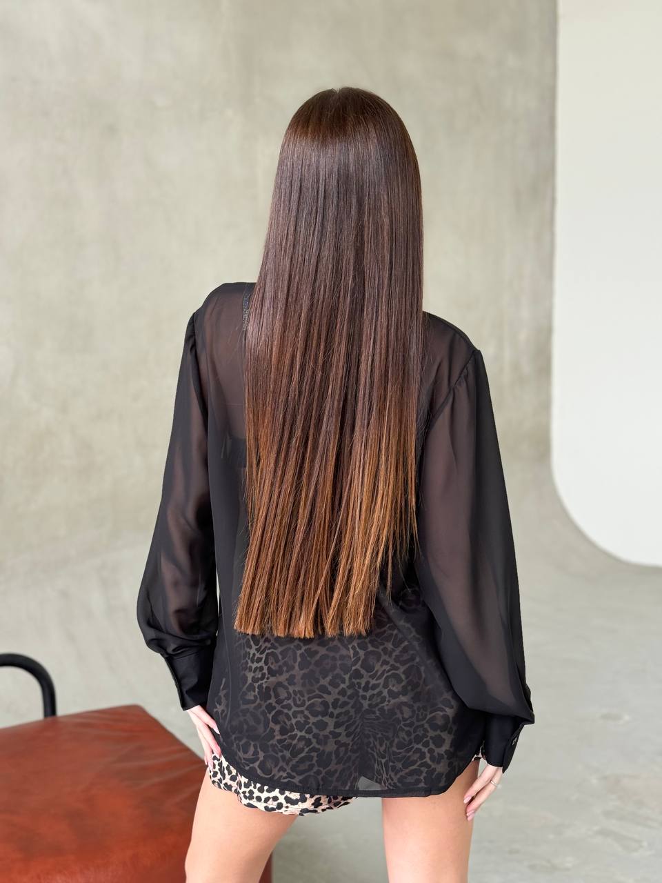 Жіноча шифонова сорочка чорного кольору 32799