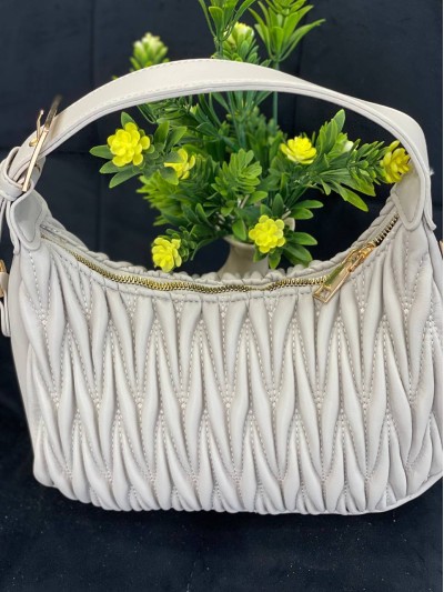 Жіноча сумка-багет із жатої еко-шкіри сiрого кольору 32251