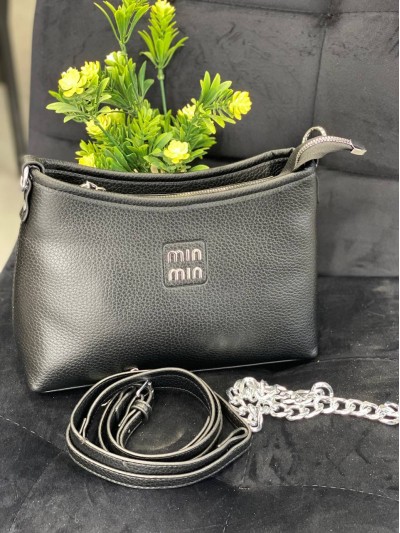 Жіноча сумка через плече із еко-шкіри чорного кольору 32240