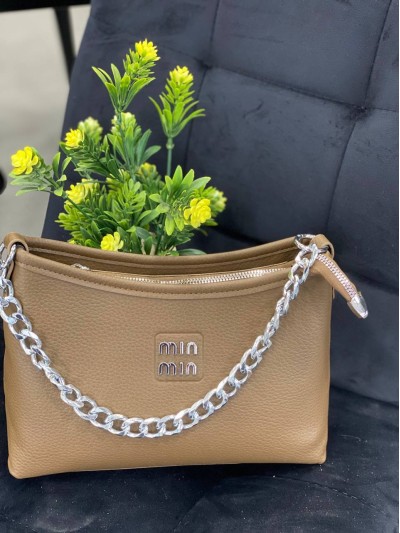 Жіноча сумка через плече із еко-шкіри коричневого кольору 32241