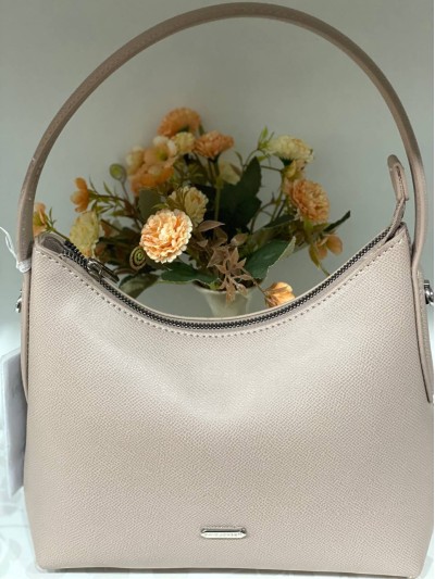 Жіноча сумка на плече iз еко-шкіри бежевого кольору 32167