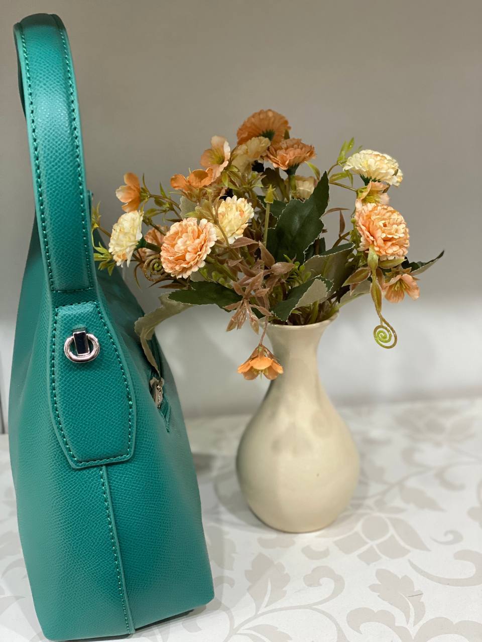 Жіноча сумка на плече iз еко-шкіри бiрюзового кольору 32168