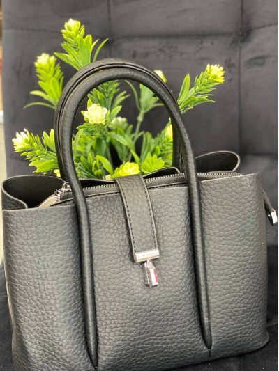 Жіноча сумка шопер із еко-шкіри чорного кольору 32365