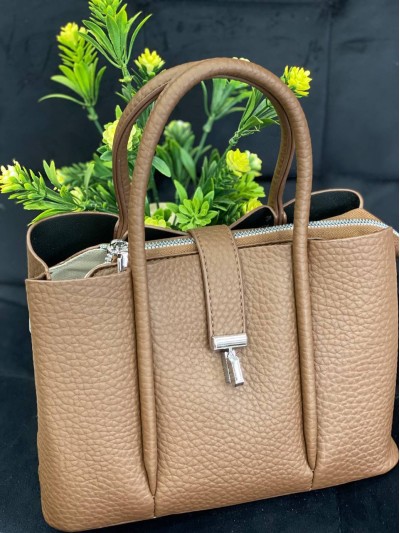 Жіноча сумка шопер із еко-шкіри коричневого кольору 32366
