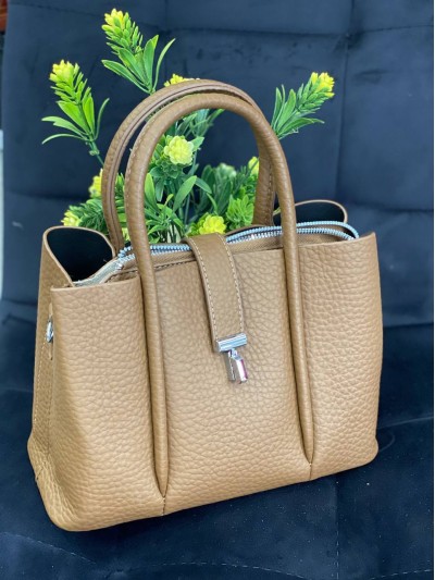 Женская сумка шоппер из эко-кожи кофейного цвета 32368