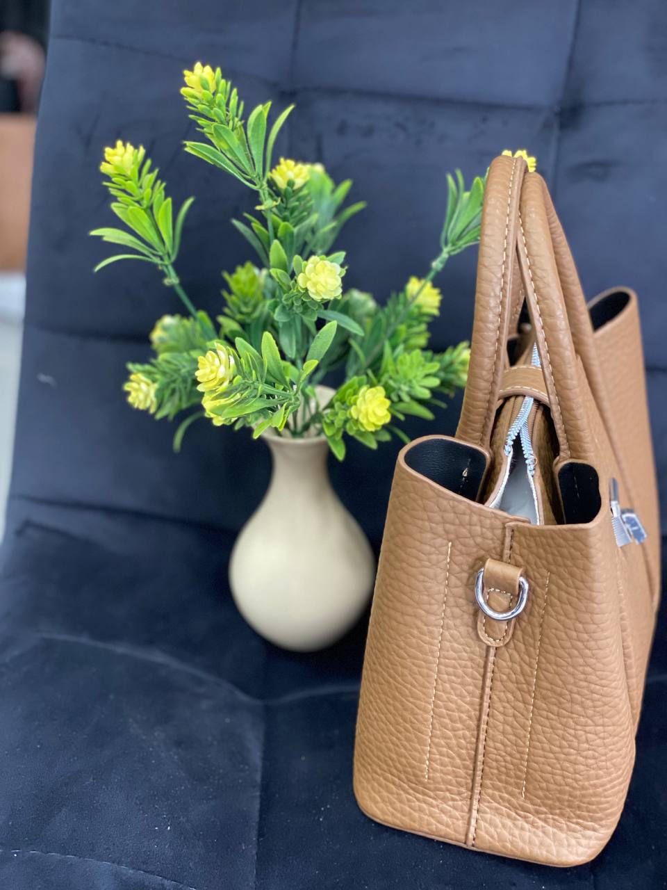 Жіноча сумка шопер із еко-шкіри кавового кольору 32368