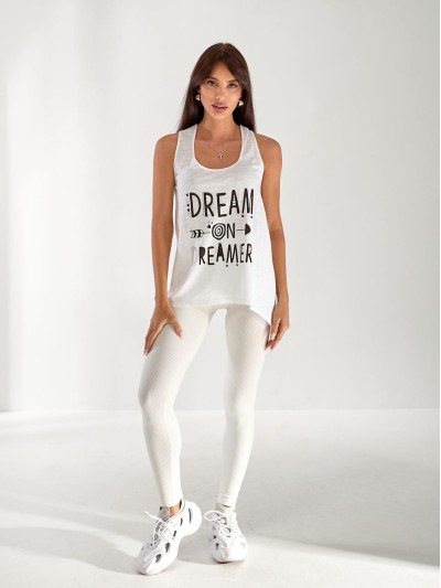 Майка подовжена жіноча з написом бiлого кольору 33505