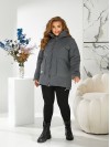 Жіноча зимова куртка з капюшоном сірого кольору 29753