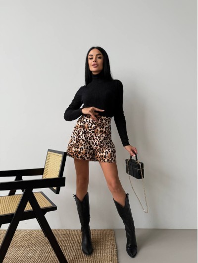 Жіночі короткі шорти леопард коричневого кольору 32868