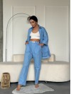 Женские повседневные штаны голубого цвета 27447