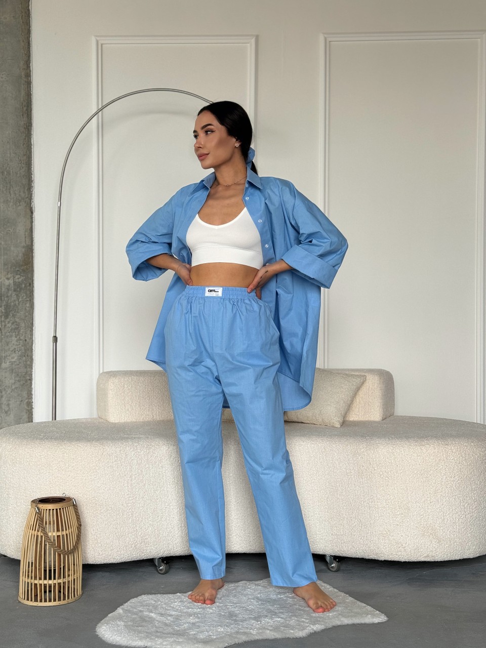 Женские повседневные штаны голубого цвета 27447