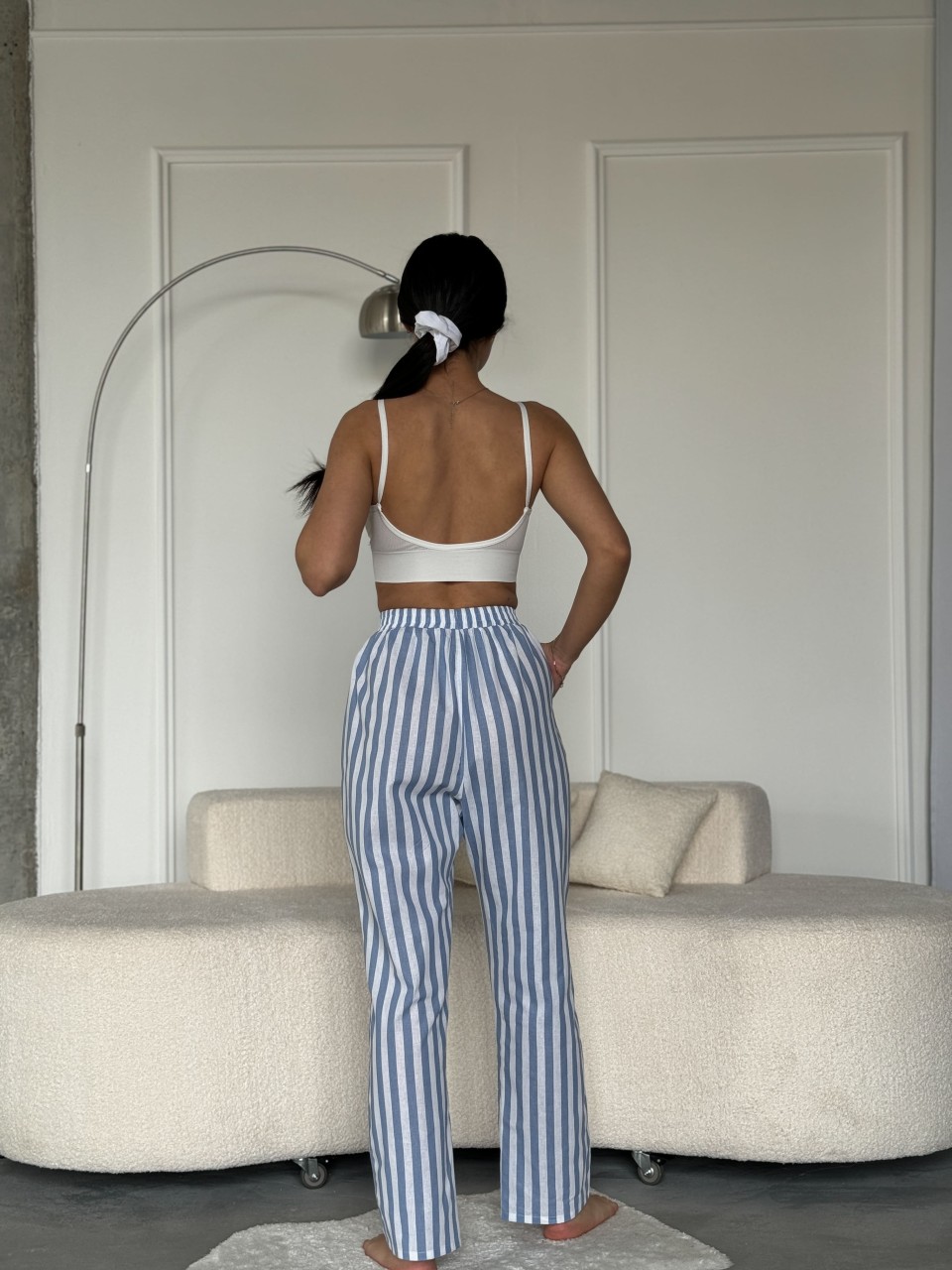 Жіночі повсякденнi штани в блакитну смужку 27446