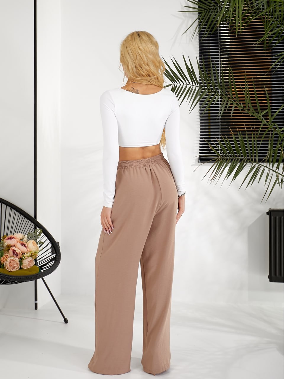 Жіночі прогулянковi штани кавового кольору 31787