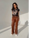 Жіночі штани з еко-шкіри коричневого кольору 31713