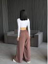 Жіночі вільні штани палаццо кавового кольору 31872