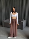 Жіночі вільні штани палаццо кавового кольору 31872