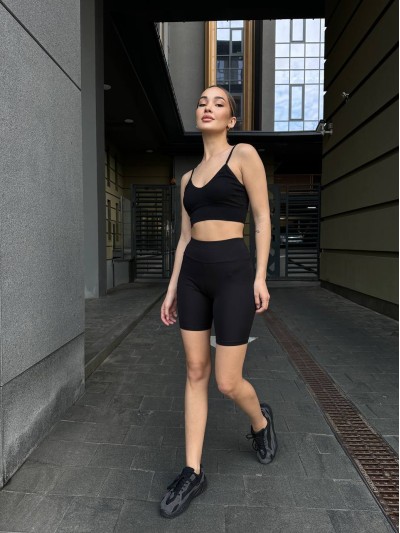 Жіночі стягуючі велосипедки чорного кольору 32653