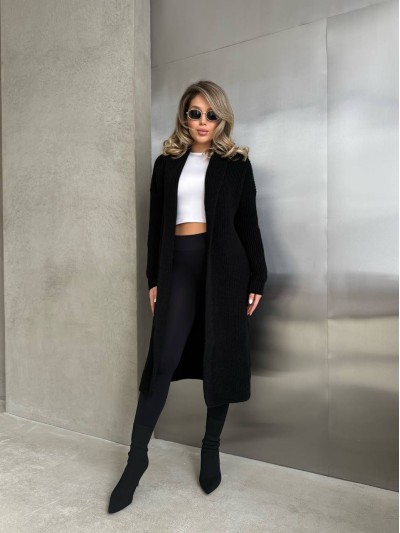 Женский длинный кардиган черного цвета 32880