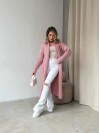 Женский длинный кардиган розового цвета 32878