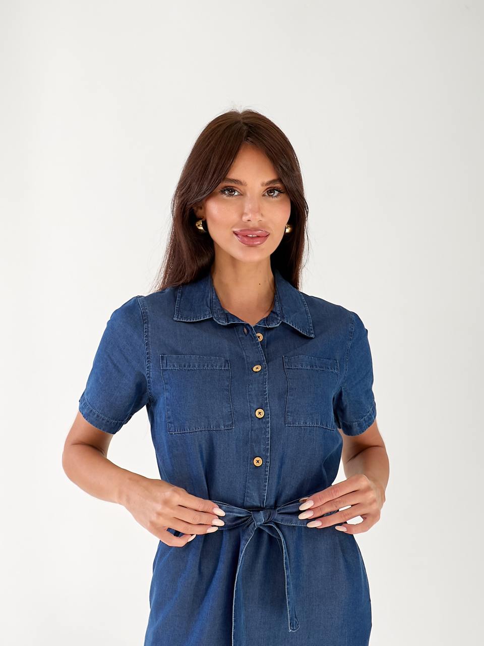 Женский джинсовый сарафан синего цвета 33227