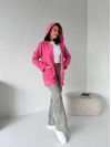 Жіночий кардиган iз букле з капюшоном малинового кольору 31657
