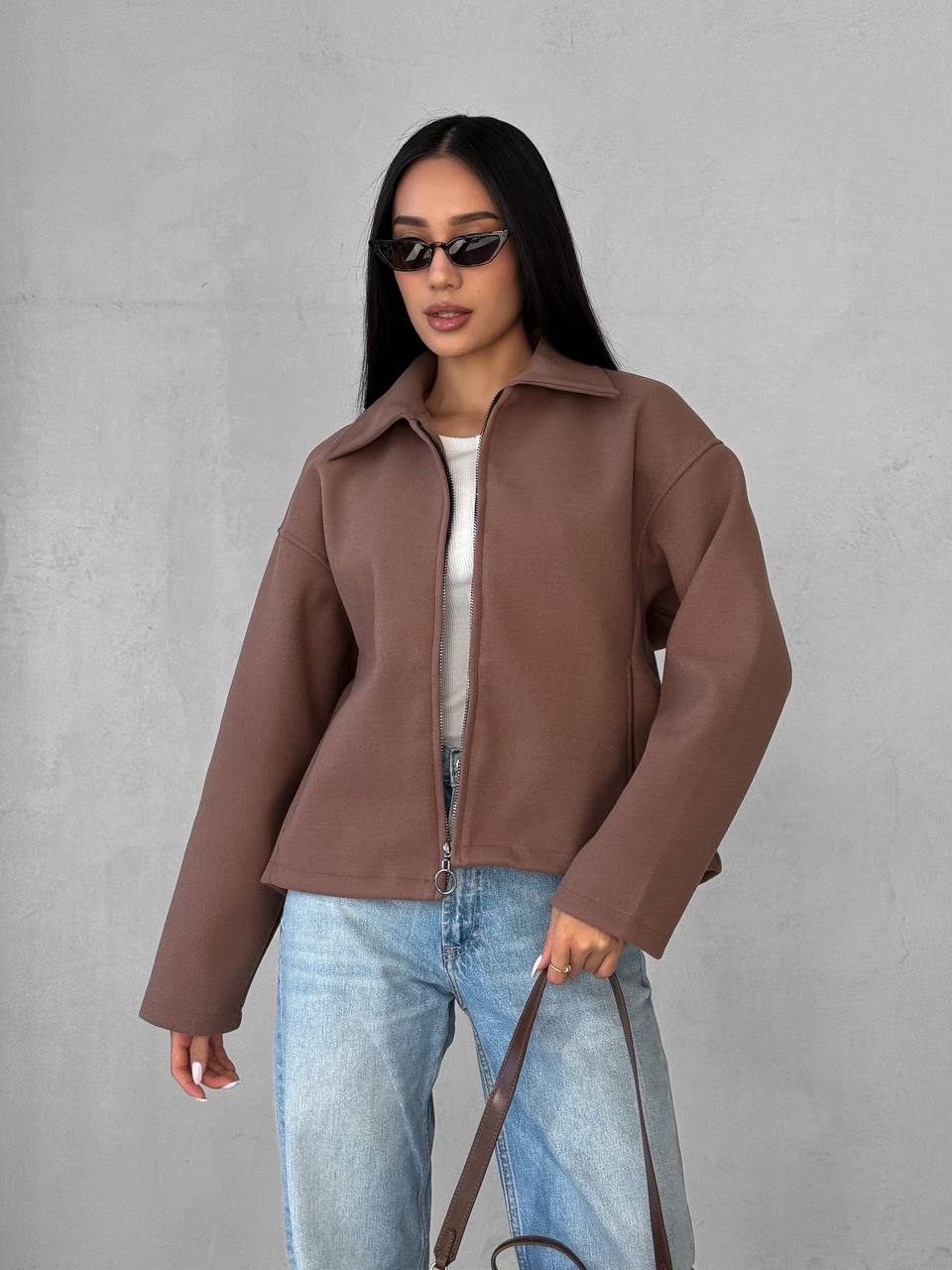 Женский кашемировый жакет коричневого цвета 31414
