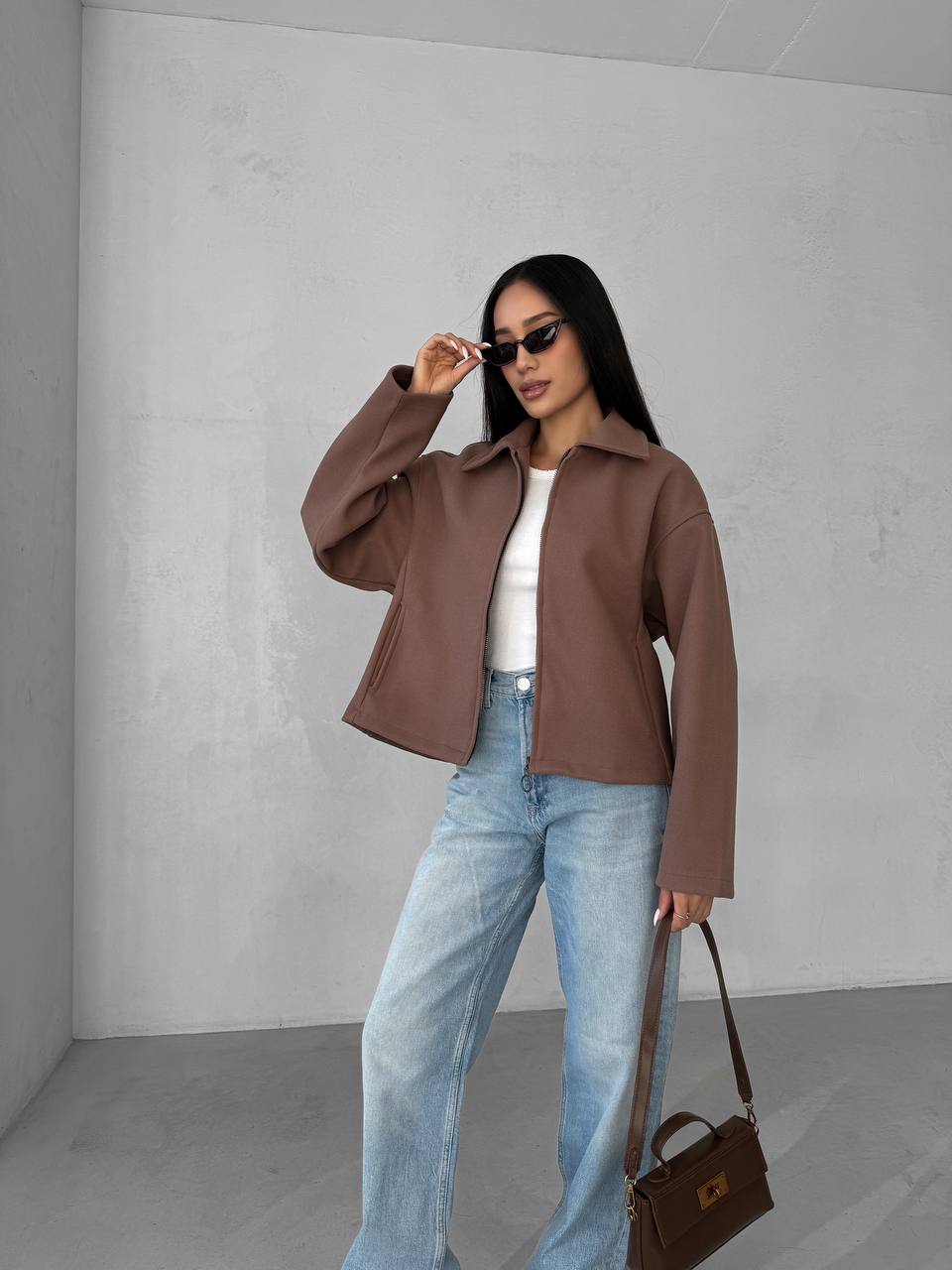 Женский кашемировый жакет коричневого цвета 31414