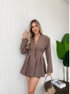 Класичний жіночий костюм (шорти+піджак) кавового кольору 32772