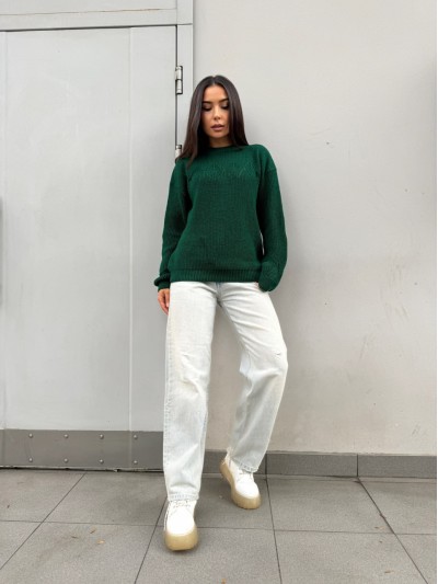 Класичний жіночий светр смарагдового кольору 30184