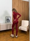 Жіночий комбінезон із трикотажу бордового кольору 30324
