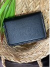 Жіночий компактний гаманець із пористої еко-шкіри чорного кольору 32420