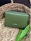 Жіночий компактний гаманець із пористої еко-шкіри зеленого кольору 32389