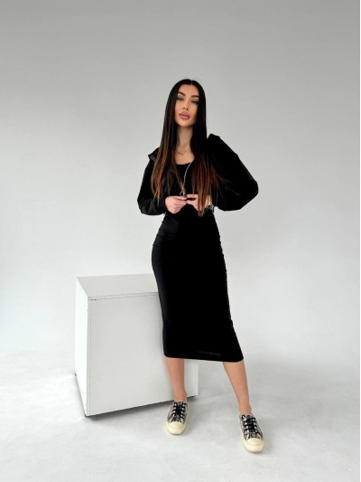 Жіночий комплект кофта+сукня чорного кольору 30898