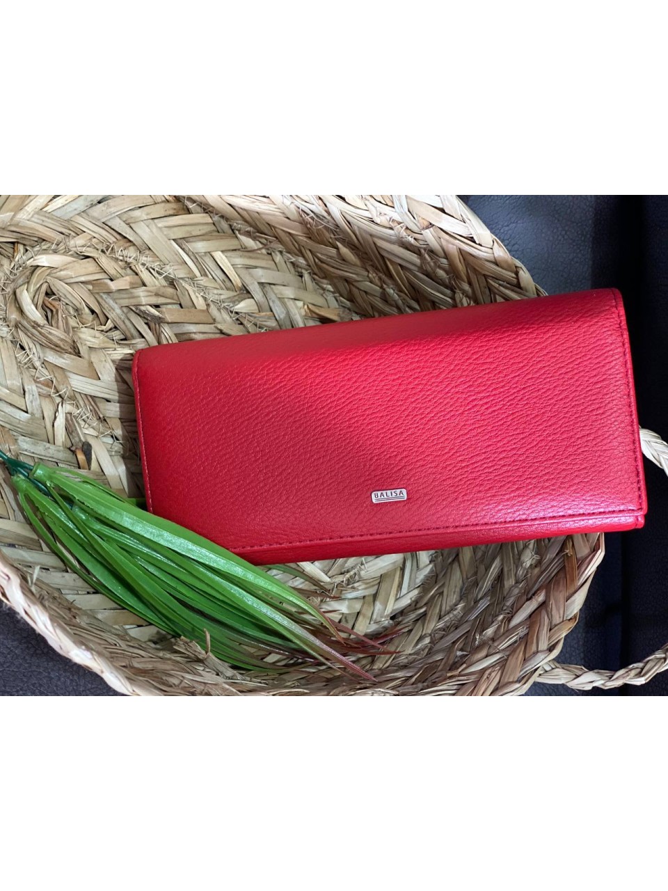Жіночий гаманець з гладкою еко-шкіри червоного кольору 32383