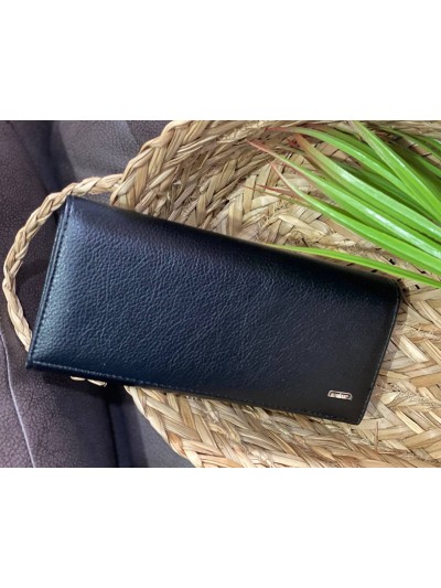 Женский кошелек из пористой эко-кожи черного цвета 32486