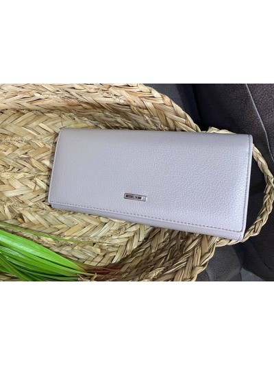 Женский кошелек из пористой эко-кожи серого цвета 32488