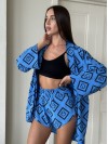 Женский костюм 2-ка (шорты+кимоно) синего цвета 28532