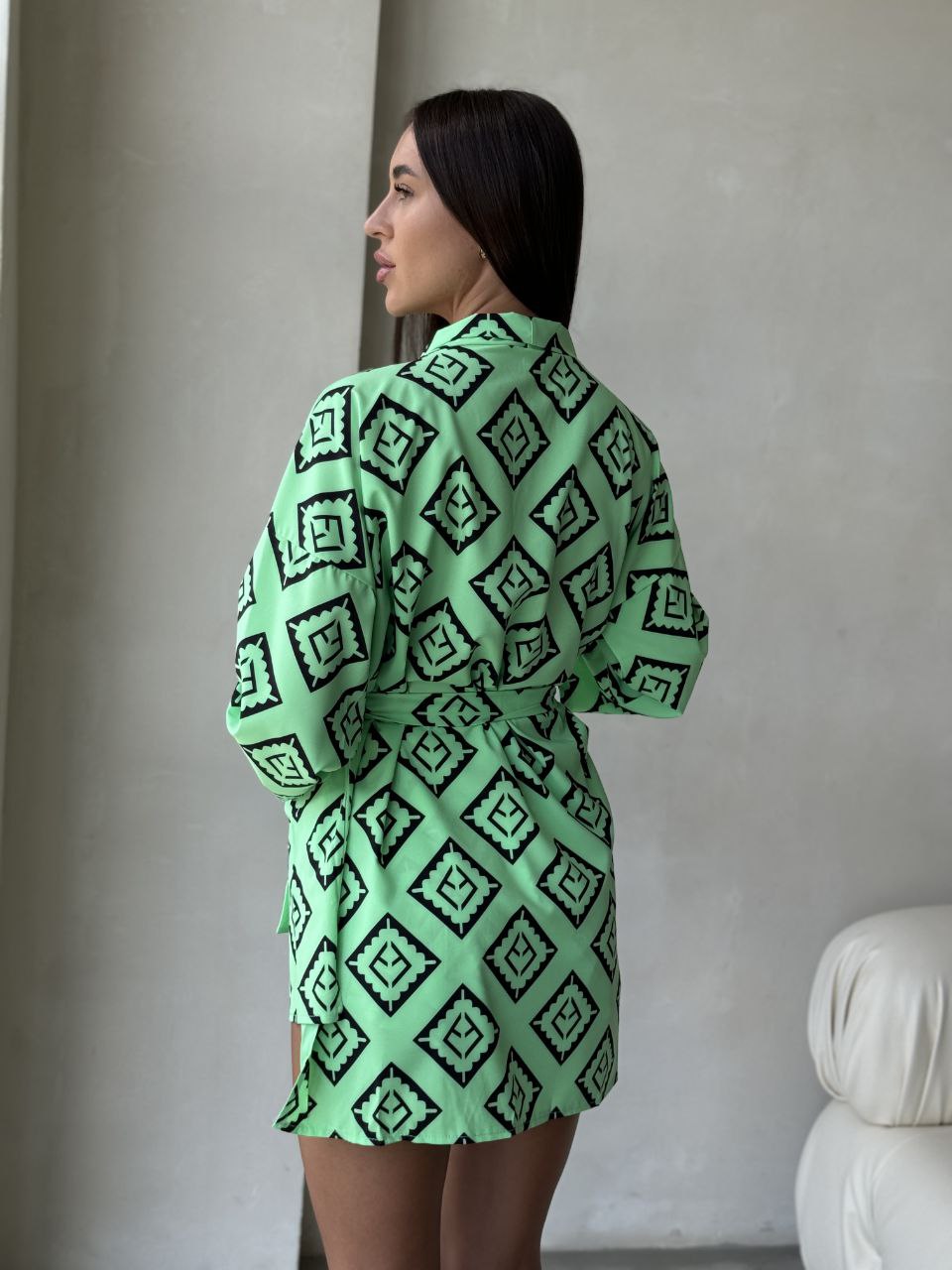 Жіночий костюм 2-ка (шорти+кімоно) свiтло-зеленого кольору 28531