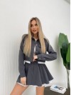 Жіночий костюм 2-ка (спідниця-шорти+піджак) графiового кольору 31648