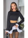 Женский костюм 2-ка (юбка-шорты+топ) черного цвета 30960