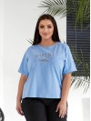 Женский костюм брюки+футболка голубого цвета 32223