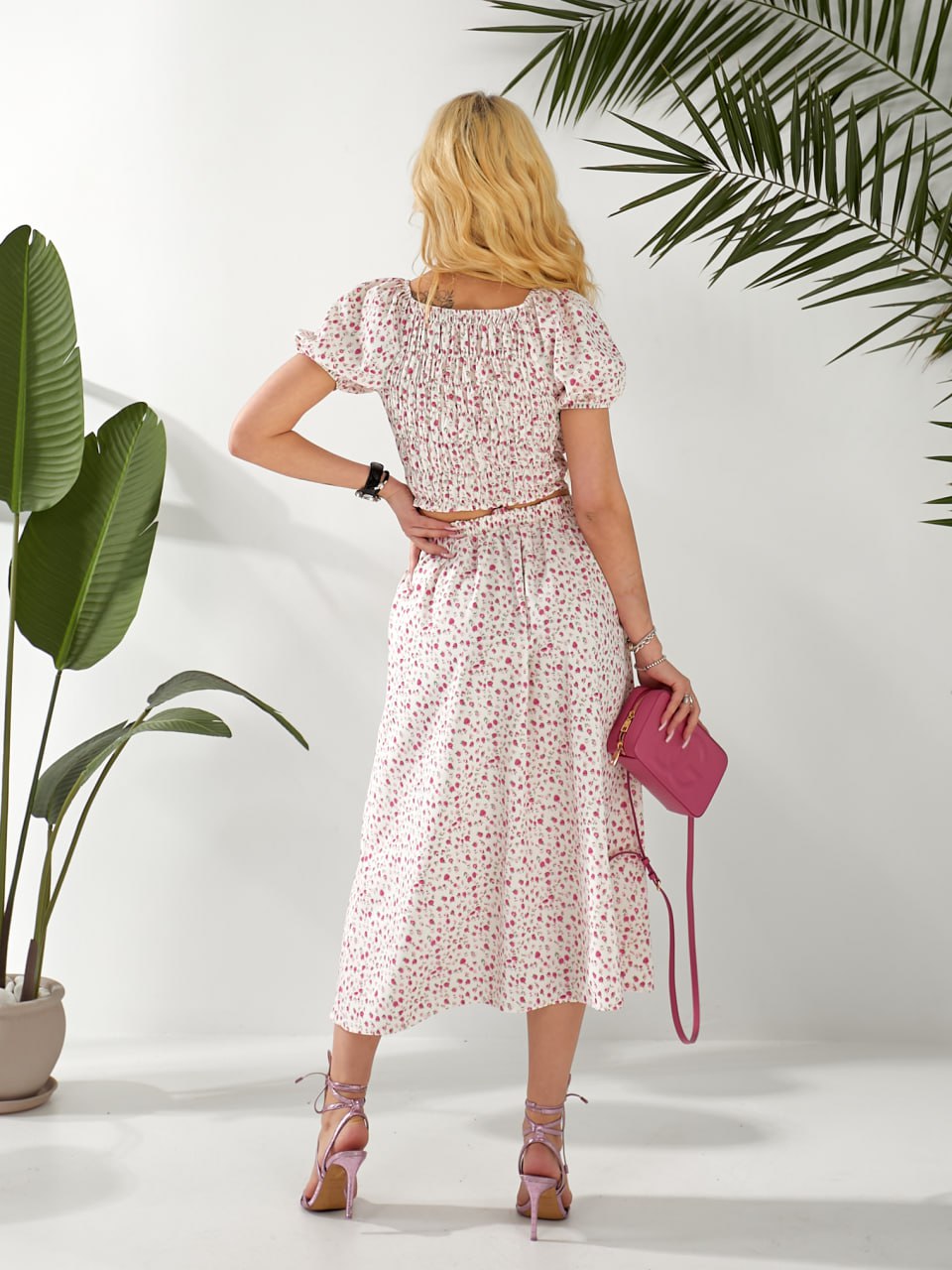 Жіночий костюм (топ+спідниця) молочного кольору 32411