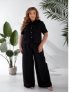Жіночий легкий класичний костюм чорного кольору 33137