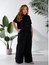 Жіночий легкий класичний костюм чорного кольору 33137